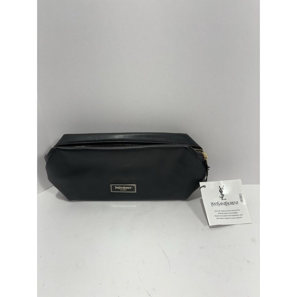 Yves Saint Laurent YSL Beaute Vintage Bag Beauty Cosmetics Zip Pouch Black W Tag